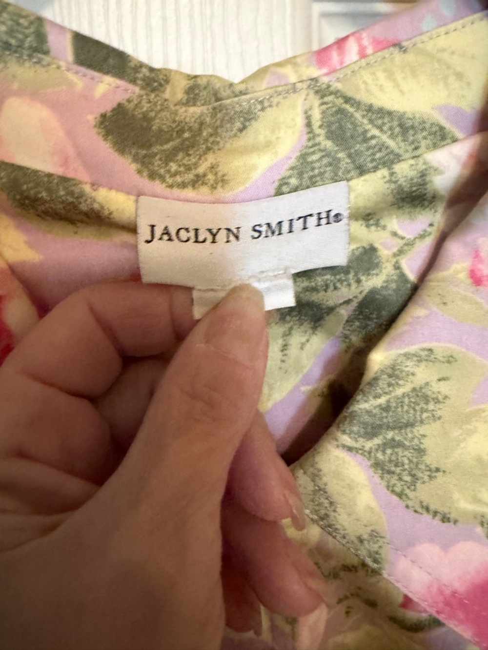 Jaclyn Smith Lavender & Green Floral Trench Coat - Picture 4 of 11